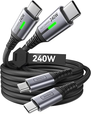 INIU 240W USB C-kabel, [2-pack 2m] PD-snellaadkabel USBC naar USBC, nylon gevlochten oplaadkabel USB-C-oplader voor iPhone 17 16 15 Pro Max Samsung Galaxy S25 S24 iPad Pro MacBook Air Tablet etc