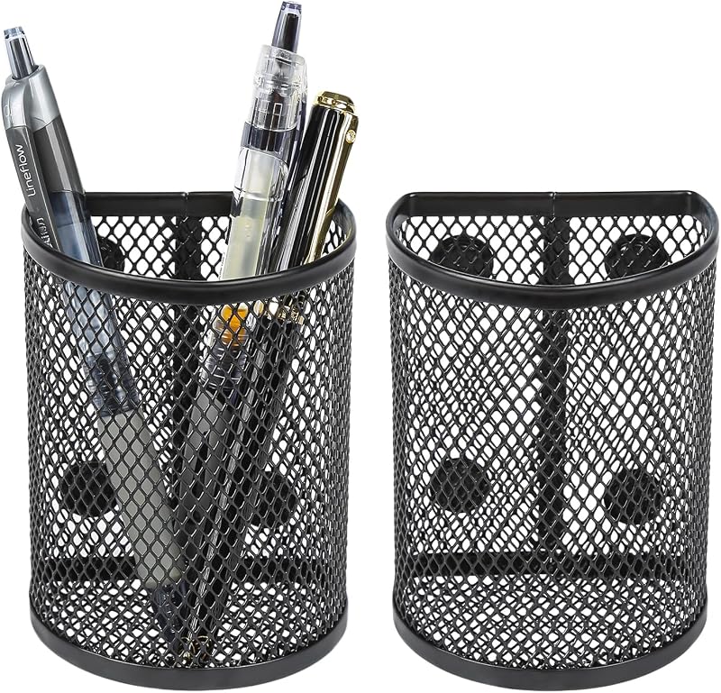 2 stuks magnetische opbergmand, kast organizer magnetisch, netwerk magneet pennenhouder, kantoorartikelen, magneetbord accessoires voor kast organizer, koelkast, whiteboard