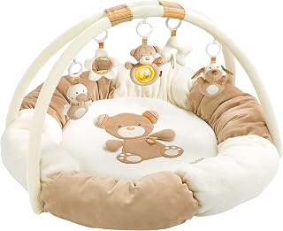 Fehn 160963 3-D-Activity-Nest Rainbow/Besonders weicher Spielbogen mit 5 abnehmbaren Spielzeugen für Babys Spiel & Spaß von Geburt an/Maße: Ø85cm