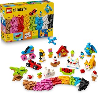 LEGO Classic Kleurrijke creatieve stenen Bouwpakket voor Kinderen Om te Knutselen met Dieren Figuren, Dinosaurussen en Voertuigen incl. Auto - Cadeau voor Jongens en Meisjes vanaf 5 Jaar 11045