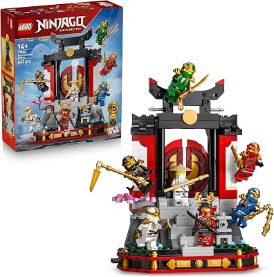 LEGO NINJAGO 15-Jarig Jubileum: Display met Ninjapersonages – Ninja Speelgoed voor Kinderen met Kloosterpoort, 8 Minifiguren en Zwaarden – Cadeau voor Jongens vanaf 14 Jaar en Volwassenen – 71866