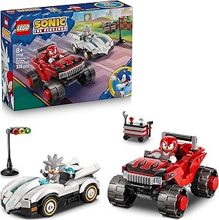 LEGO Sonic the Hedgehog: Silvers auto vs. Knuckles’ Monstertruck Speelgoed voor Kinderen – Bouwpakket met 2 Minifiguren en 2 Chaos Emeralds – Cadeau voor Jongens en Meisjes vanaf 8 Jaar – 77118