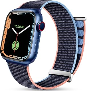 Mastten Sportarmband compatibel met Apple Watch 42 mm 44 mm 45 mm 49 mm, nylon armbanden voor mannen en vrouwen, verstelbare gevlochten reserveband voor iWatch Ultra/Series SE 8 7 6 5 4 3 2 1,