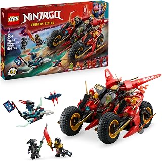 LEGO NINJAGO 3in1 Ninja Strijdvoertuig Bouwpakket - Verandert in 2 Ninjamotoren en Speelgoed Vliegtuig - 6 Minifiguren incl. Kai en Cole - Dragons Rising Cadeau voor Jongens vanaf 8 Jaar - 71844
