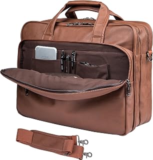 Lederen laptoptas, mannen 40 cm Messenger Briefcase Business Satchel Computer Handtas Schoudertas Past 17,3 inch Laptop Computer Tablet (Bruin)