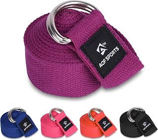 AQF Yoga Strap 1.8M, 2.4M, 3M Zachte Katoenen Been Brancard met D-ring Buckle Regelbare Geschiktheidsgordel voor Been Stretching & Body Stretch Band