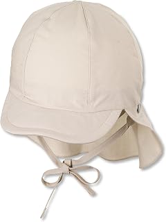 Sterntaler Unisex kinderpet met nekbescherming met bandjes en insteekbare oorkleppen zonnehoed, beige, 49