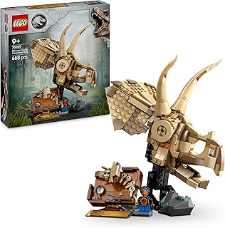 LEGO Jurassic World Dinosaurusfossielen: Triceratops Schedel Model, Dinosaurus Speelgoed voor 9 jaar en Ouder, Cadeau voor Jongens, Meisjes en Fans, Leuke Kinderkamer Decoratie 76969