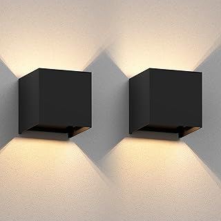 ledscom.de 2x wandlamp CUBEL voor buiten, IP65, up-/downlight, matzwart, vierkant, 1x G9 max. 10 W