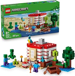 LEGO Minecraft Het TNT Junglehuis – Interactief Bouwpakket voor Kinderen met peSelgoed Boot, Steve, Creeper en Zombie, Plus TNT-Functie –Cadeau voor Gamers Vanaf 8 Jaar, Meisjes en Jongens – 21275
