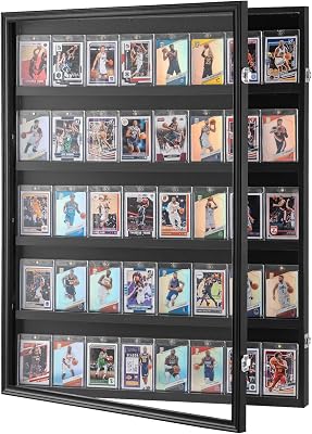 VEVOR 35 Graded Sports Card Display Case, 61,3 x 77,5 x 5,3 cm, Baseball Card Display Frame met 98% UV-bescherming, Clear View PC-glas, afsluitbare wandkast voor voetbal, basketbal, hockey ruilkaart