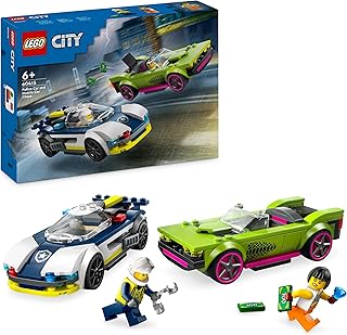 LEGO City Police Car and Muscle Car Chase, Racing Vehicle Toys for 6 Plus Year Old Boys & Girls, Fun Gift for Kids Who Love Pretend Play, Includes Officer and Crook Minifigures 60415