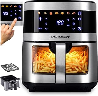 Berdsen Heteluchtfriteuse, XXL, 9,1 liter, airfryer met kijkvenster en touchscreen, 1700 W, 7 programma's, vaatwasmachinebestendig