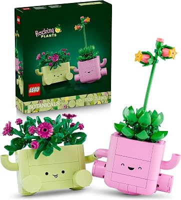 LEGO Botanicals Schommelende Plantjes - Kunstplanten Bouwpakket voor Kinderen en Volwassenen - Incl. 2 Nepplanten en 2 Pastelgekleurde Potten - Slaapkamerdecoratie - DIY Cadeau vanaf 9 Jaar - 11506