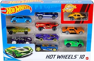 Hot Wheels - Set van 10 1:64 schaalmodel speelgoedvrachtwagens en auto's voor kinderen en verzamelaars (Diverse stijlen, één willekeurige set), 54886