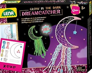 Lena Dream catcher Glow in the Dark - knutselset met lichtgevende garen en maanring, complete set met parels, kleurrijke linten en handleiding (mogelijk niet beschikbaar in het Nederlands), knutselen