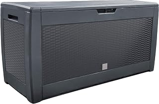 VOUNOT Opbergdoos voor buiten, 310 l, polypropyleen, 119 x 48 x 60 cm, gemaakt in Europa, polyrotan stijl, antraciet