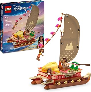 LEGO Disney Vaiana's Avonturenkano – Bouwbare Speelgoed Boot Met Textielzeil, Verwijderbaar Dek, Kampvuur en 3 Poppetjes Incl. Loto en Moni – Cadeau Voor Meisjes En Fans Vanaf 6 Jaar – 43270