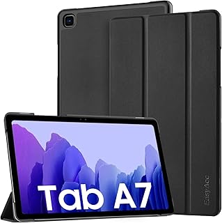 EasyAcc Beschermhoes compatibel met Samsung Galaxy Tab A7 10,4 inch 2022/2020 (SM-T500/SM-T505), ultradunne beschermhoes van PU-leer, beschermhoes met standfunctie, zwart