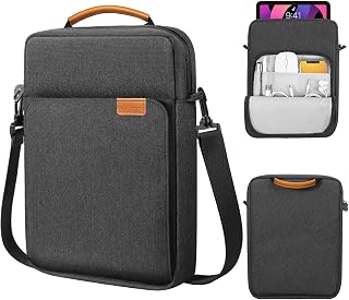 MoKo 12,9 inch tablet sleeve tas, past met 13 inch nieuwe iPad Pro M4 & Air M2 2024, iPad Pro 12,9 M2&M1, Surface Laptop Go 12.4, Galaxy Tab S8+/S9+ 12.4, handvat draagtas met schouderriem, zwart en
