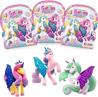 Galupy Rainbow Unicorn 3 Stuks – Eenhoorn Speelgoed Verzamelset voor Kinderen – Unicorn Figuren met Glinsterende Vleugels en Kristal, Speelgoed Meisjes 3 Jaar en Ouder