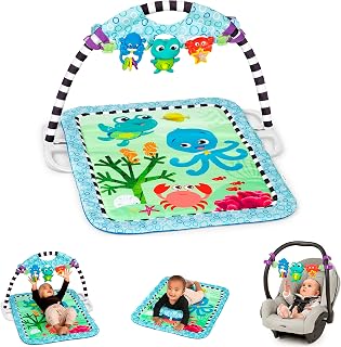 Baby Einstein Neptune's Discovery Reef Baby Tummy Time Activity Gym Toy Bar met zachte comfortabele mat, 65 melodieën en liedjes en oplichtfuncties