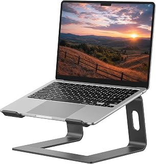 SOUNDANCE Aluminium laptopstandaard voor bureau, compatibel met Mac MacBook Pro Air Apple Notebook, draagbare houder, ergonomische lift, metalen verhoger voor 10 tot 15,6 inch pc, desktopcomputer, LS1