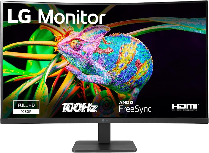 LG 32MR50C-B - gebogen monitor, 32 inch, VA 3000:1, 1500R, 16:9, snelheid 100 Hz, HDMIx2, Super Resolution+, AMD FreeSync Premium, E-classificatie, zwart