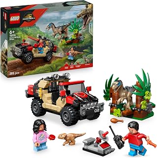 LEGO Jurassic World Offroad Raptorontsnapping Dinosaurus Speelgoed voor Kinderen met 2 Dino Figuren, Off-Road Auto en 2 Minifiguren - Cadeau voor Jongens, Meisjes en Rebirth Fans vanaf 6 Jaar - 76972