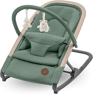 Maxi-Cosi Kori 2-in-1 Baby wipstoel met Speelgoedboog, 0-2 jaar, tot 15 kg, Baby Bouncer, 3 Ligstanden met één Hand, Easy-in Harnas, Lichtgewicht en Compact, 2 Speeltjes, Eco Care, Beyond Green