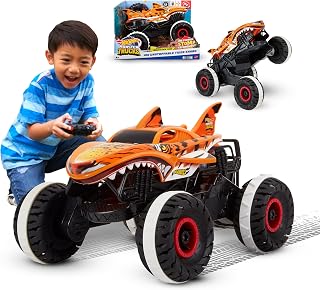 Hot Wheels Monstertrucks, auto met afstandsbediening, Monstertruckspeelgoed met terreinbanden, schaal 1:15, Onstuitbare Tijgerhaai, HGV87