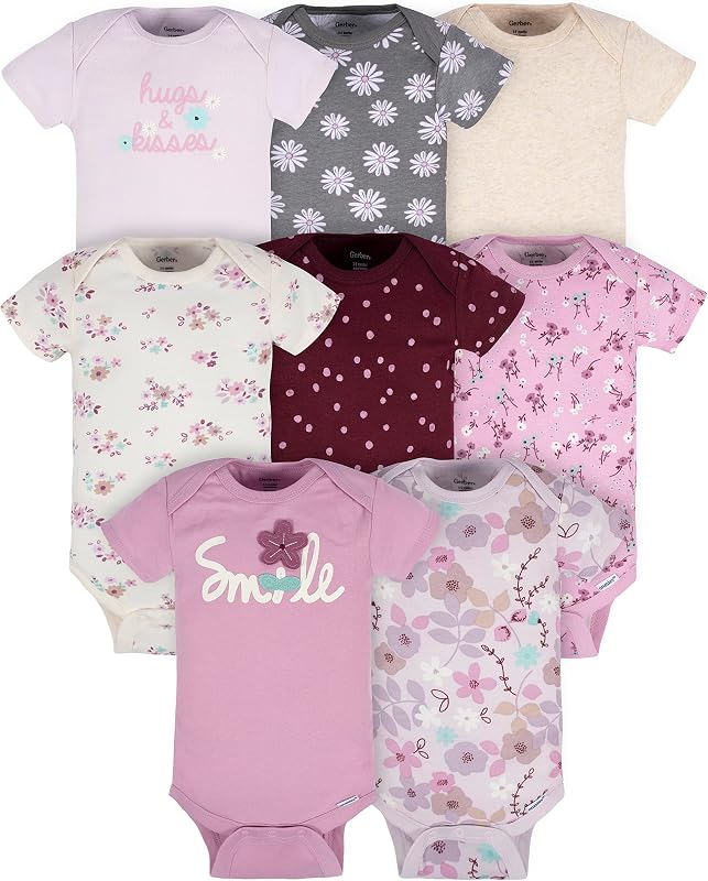 Gerber Baby 5/8 Pack Short Sleeve Variety Onesies Bodysuits - outlet/retourdeal