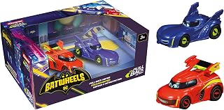 Carrera Pull & Speed 15813024 BatWheels Bam en Red, terugtrekmotor, snelheid 5 km/u, vanaf 3 jaar, verzamel- en speelgoed, kunststof chassis, vrijloopfunctie