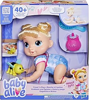 Baby Alive Crawl 'n Play Harper Hugs, blond haar, elektronische babypop