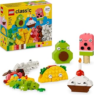 LEGO Classic Creatieve etensvriendjes, Bouwpakket voor Kinderen met Speelgoed Eten, Bevat Stenen om een Cupcake, IJsje, Avocado, Taco en Meer te Bouwen, Cadeau voor Meisjes en Jongens 11039