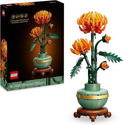 LEGO Botanicals Chrysanthemum - Artificial Flower Building Set - Creative Model Kit for Adults to Build - Faux Plant Gift for Women and Men - DIY Home Office Decor - 10368