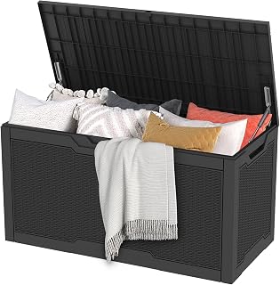 DWVO Tuin Outdoor Opbergdoos|380L 115,4x55x58,3cm|Rotan Effect|Patio Hars Deck Box voor kussens, Zwembad Accessoires, Schoen|Waterdicht||Veilig afsluitbaar|Zijdraaggrepen | All Weather Resistant