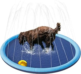 Yaheetech Hondenzwembad, 150 cm, waterspeelmat, opvouwbare sprinkler mat hond, verdikt, antislip, hondenpierenbadje, sproeimat, waterhangmat voor zomer, tuin, buiten