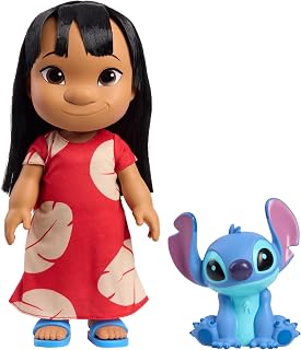 Disney Lilo & Stitch 14-inch Poseable Lilo Doll with 5-inch Stitch Figure, Collectible Toys, Toy for Fans, Girls, Kids, Ages 3 and Up by Just Play | 12,7 cm Stitch figuur, verzamelspeelgoed, speelgoed voor fans, meisjes, kinderen, vanaf 3 jaar Just Play