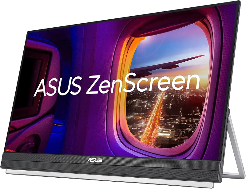 ASUS ZenScreen MB229CF portable monitor – 22-inch (21.5 viewable) FHD (1920 x 1080), IPS technology, 100Hz, USB-C® PD 60W, speakers, carrying handle/kickstand design, C-clamp, partition hook