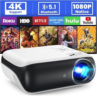 HOPVISION Beamer 9500 lumen 4K draagbare Bluetooth Full HD 1080P thuisbioscoop compatibel met smartphone/HDMI/USB/laptop/Fire Stick/PS5