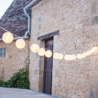 Lights4fun 20-delige lampion led-lichtketting koppelbaar warm wit binnen buiten zomer decoratie balkon lampion ballonverlichting party netstekker tuin slinger lichtketting camping [energieklasse A++]