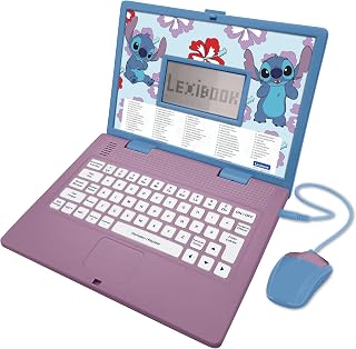 Lexibook, Disney Stitch, Tweetalige Frans/Nederlandse Educatieve Computer, Speelgoed voor kinderen met 124 activiteiten om te leren, plezier te hebben en piano te spelen, Blauw, JC598Di10