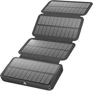 Solar Charger 22.5W Fast Charging - A ADDTOP Solar Power Bank - Portable Phone Battery with 4 Solar Panels PDQC 3.0 External Battery Pack with 2 USB-A Out & 1 USB-C Out/In for Phones Tablets