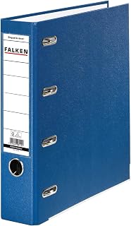 FALKEN 11285392 PP plastic dubbele Ordner. Gemaakt in Duitsland. 7 cm breed blauw voor 2x DIN A5 liggend klassement met verwisselbaar venster Rekeningafschriftenmap Ringband dossiermap Brievenmap,1 stuk