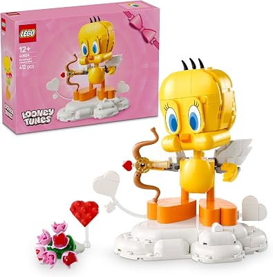 LEGO Icons Lieve Tweety Speelgoed voor Kinderen - Bouwpakket met Accessoires Incl. Bloemenboeket, Hart, Cupido’s Boog en Wolkenstandaard - Cadeau voor Meisjes en Tieners vanaf 12 Jaar - 40824