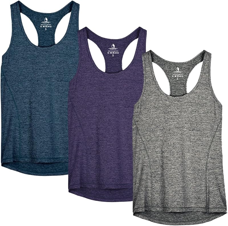 icyzone Dames Sporttop Racerback Fitness Yoga Tank Top Gym Mouwloze Shirt