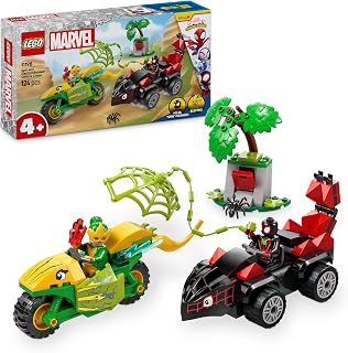 LEGO Marvel Spidey en zijn geweldige vriendjes Spin en Electro achtervolging met dinosaurusvoertuigen, bouwset voor kleuters, superheldenspeelgoed voor kinderen vanaf 4 jaar 11198