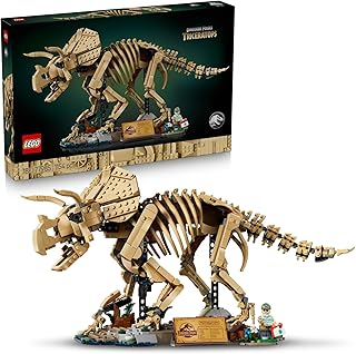 LEGO Jurassic World Dinosaurusfossielen: Triceratops – Display Bouwpakket voor Volwassenen met Dr. Gerry Harding Minifiguur – Woondecoratie – Cadeau voor Jurassic Park Fans – 77985
