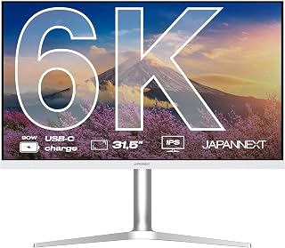 JAPANNEXT Monitor 32" IPS 6K (6016x3384) Wit | HDR | Opladen via USB-C (90W) Hoogte- en kantelverstelling (HSP) Ingebouwde luidsprekers | sRGB 100% G-Sync/FreeSync | JN-IPS326K-HSPC9